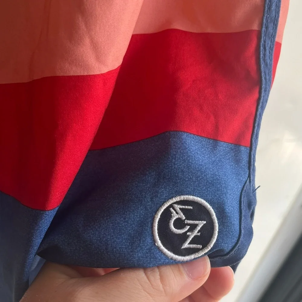 Ezekiel Men's Striped Board Shorts‎ Size 33 Blue Yellow Red Summer Beach Surf